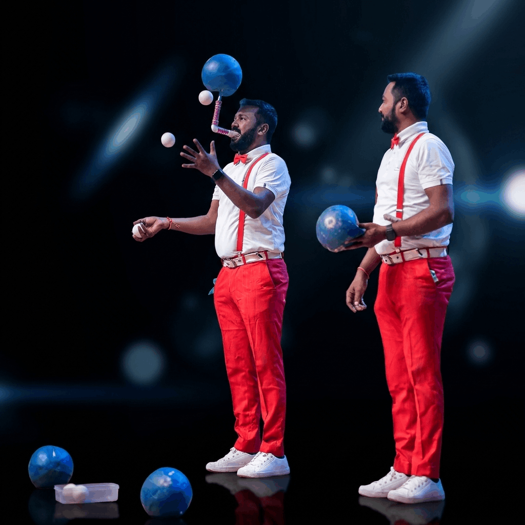 Twin Jugglers performance photograph 2